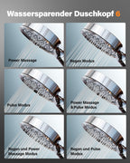 Filter-Duschkopf mit Schlauch – 6 Strahlarten, Hochdruck, Wasserfilter
