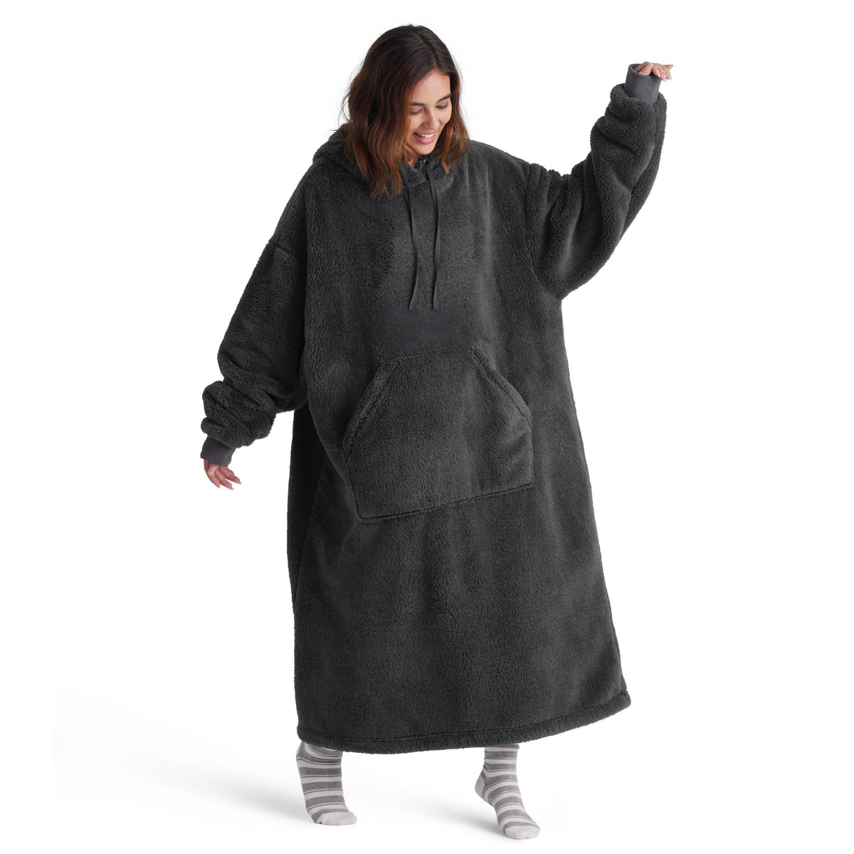 Bedsure Hoodie-Decke mit Ärmeln – Sherpa-Futter, tragbare Kuscheldecke