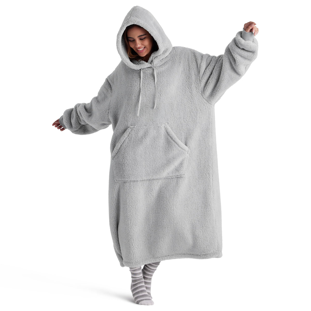 Bedsure Hoodie-Decke mit Ärmeln – Sherpa-Futter, tragbare Kuscheldecke