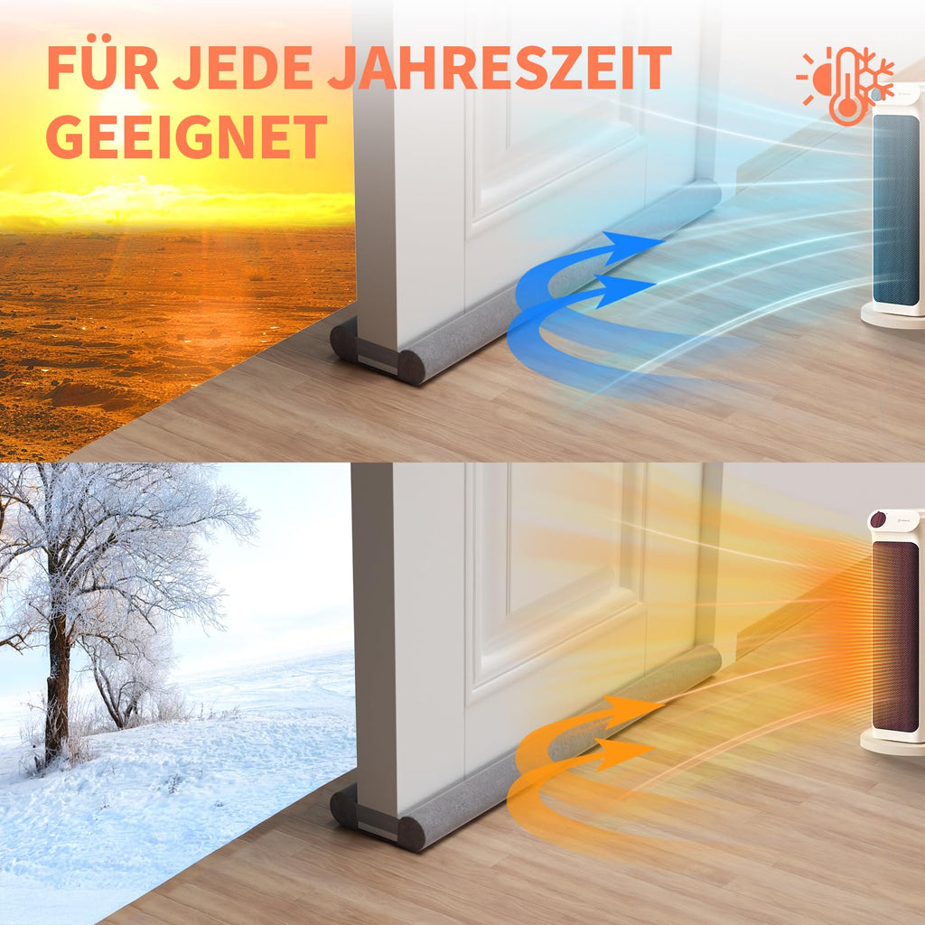 Zugluftstopper für Türen 90–110 cm – ohne Kleben & Bohren, waschbar, Grau