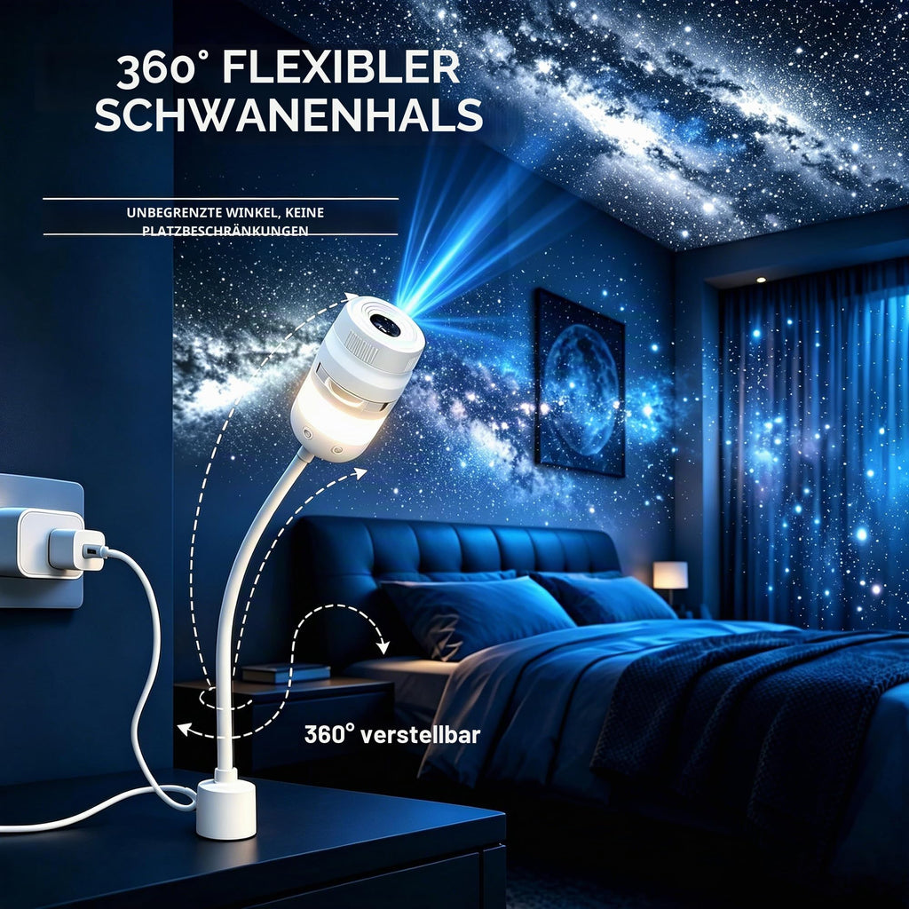 2-in-1 Galaxy Projektor & Nachtlicht mit USB – dimmbar, 360° drehbar