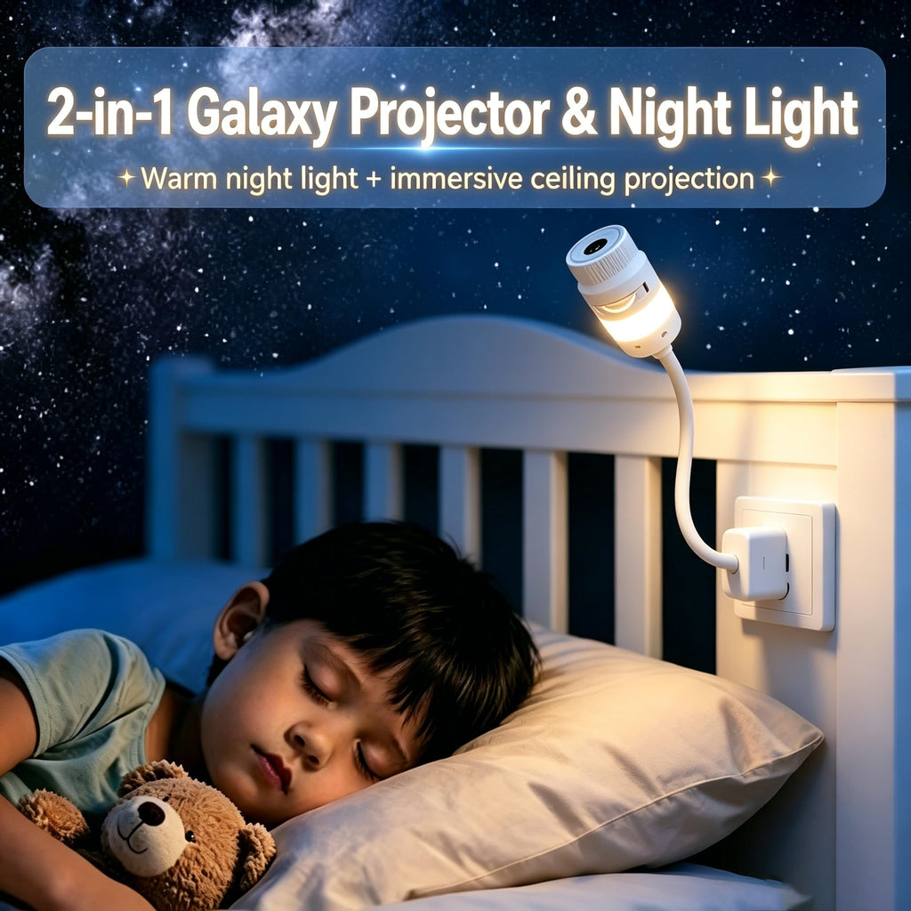 2-in-1 Galaxy Projektor & Nachtlicht mit USB – dimmbar, 360° drehbar