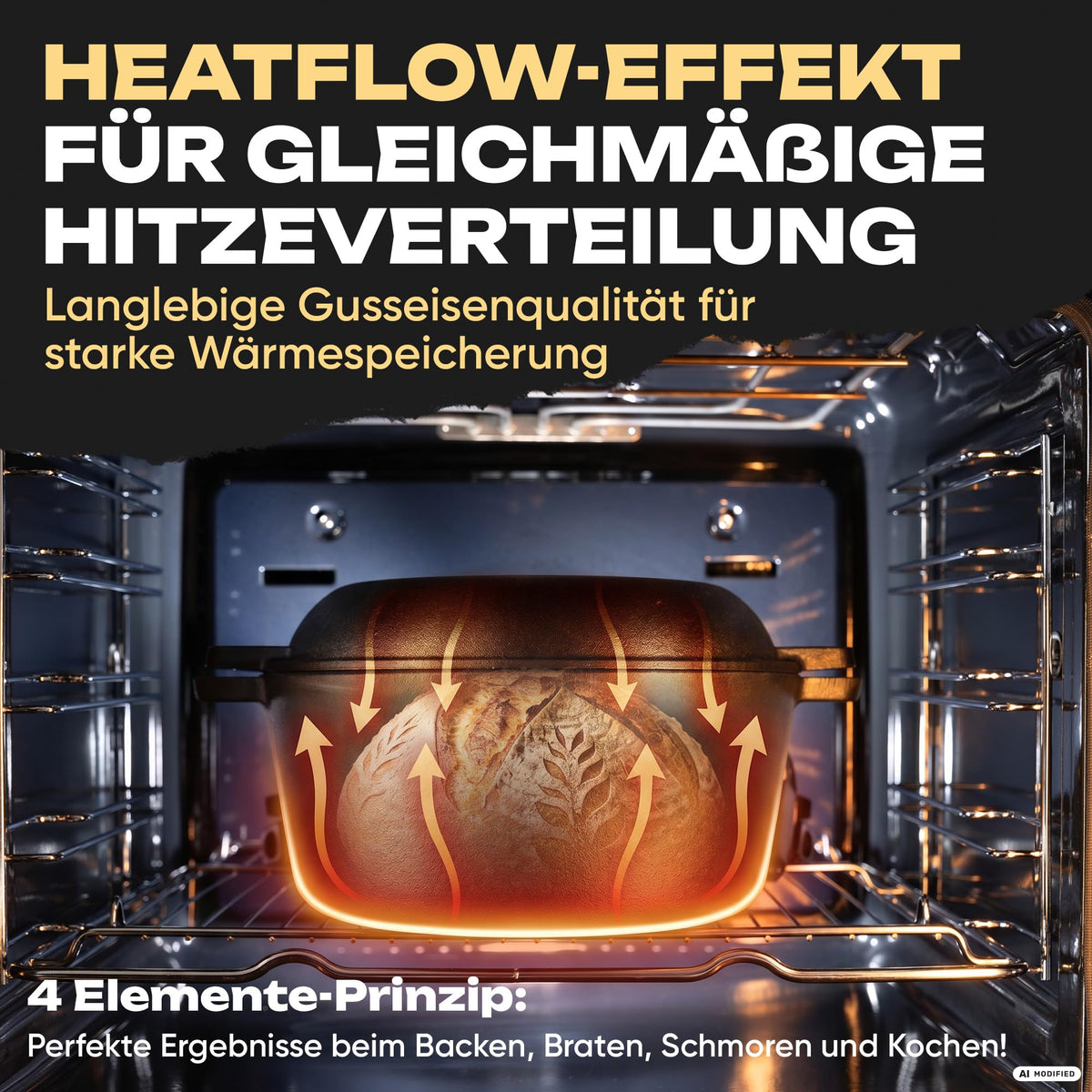 Gusseisen Brotbacktopf Ø 26 cm mit Deckel – für alle Herdarten & Backofen