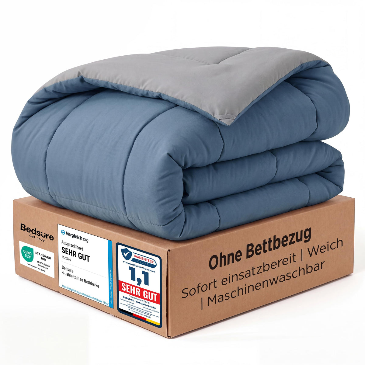 Bedsure Ganzjahres-Bettdecke ohne Bezug – mit integriertem Bezug, waschbar
