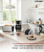 Cloer 1329 Doppel-Herzwaffeleisen – 1700 W, PFAS-frei