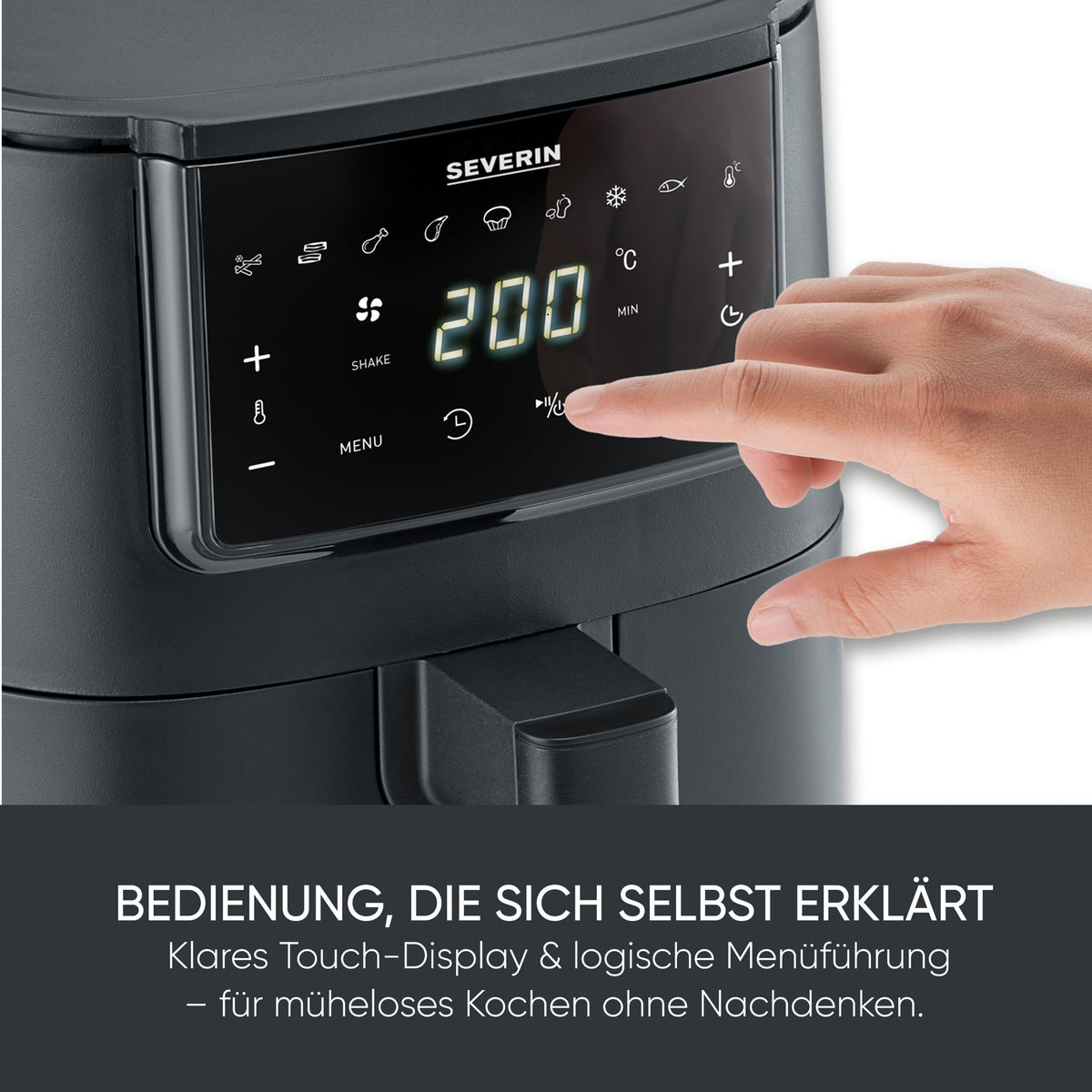 Severin Heißluftfritteuse 4 L – Touch-Display, 8 Automatikprogramme