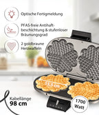 Cloer 1329 Doppel-Herzwaffeleisen – 1700 W, PFAS-frei