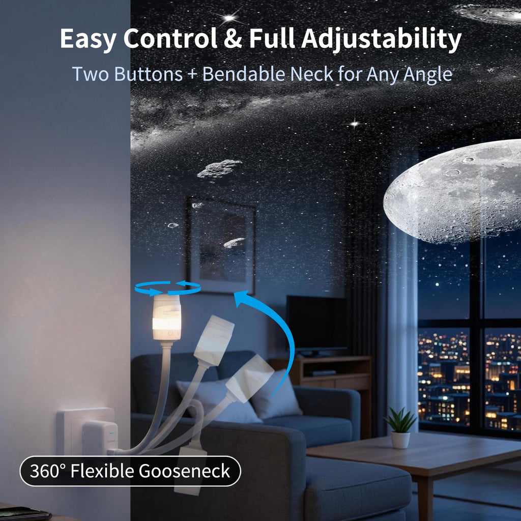 2-in-1 Galaxy Projektor & Nachtlicht mit USB – dimmbar, 360° drehbar