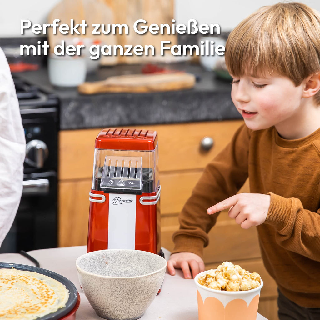 Gadgy Popcornmaschine Heißluft – 1200 W, ölfrei, Retro Rot
