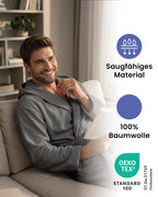 Herren-Bademantel aus Frottee mit Kapuze – 100 % Baumwolle, Oeko-Tex
