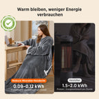 Beheizbare Kuscheldecke mit Ärmeln – 127 x 180 cm, 6 Heizstufen, Timer, Grau
