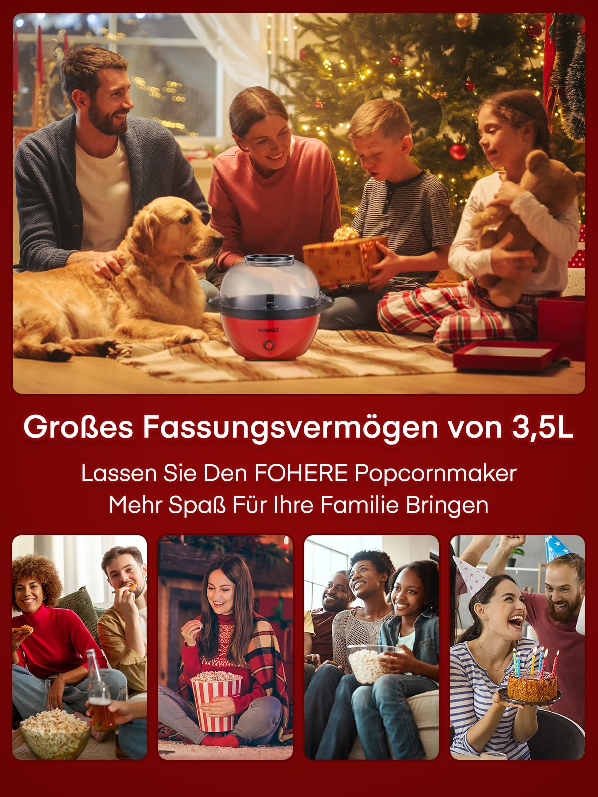 Popcornmaschine 3,5 L für Zuhause