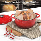 Gusseisen-Brotbacktopf emailliert 26 cm, 5 L – Bräter mit Deckel, Rot
