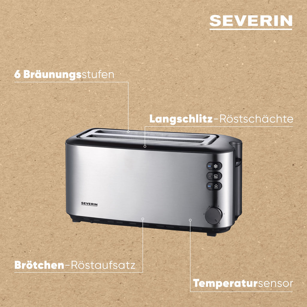 Severin Doppel-Langschlitztoaster AT 2509 mit Brötchenaufsatz