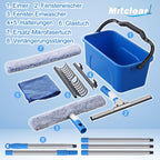 Fensterreiniger-Set mit 12-L-Eimer & Teleskopstiel bis 196 cm