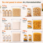 Vorratsdosen 4 L im 6er-Set – luftdicht, mit Schüttöffnung & Etiketten