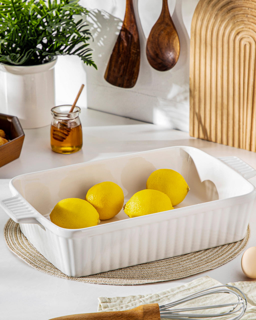 Große Auflaufform aus Keramik – 40 cm, 4,2 L, mit Griffen