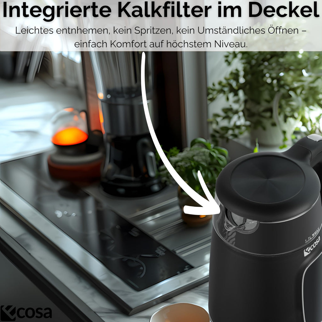 Glas-Wasserkocher mit Temperatureinstellung 40–100 °C – 1,7 L, LED
