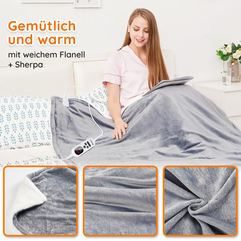 Heizdecke aus Flanell & Sherpa – 10 Stufen, Abschaltautomatik, waschbar