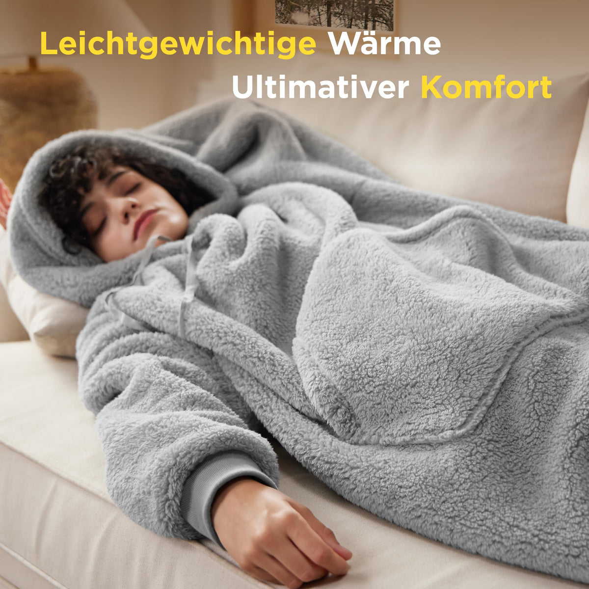 Bedsure Hoodie-Decke mit Ärmeln – Sherpa-Futter, tragbare Kuscheldecke