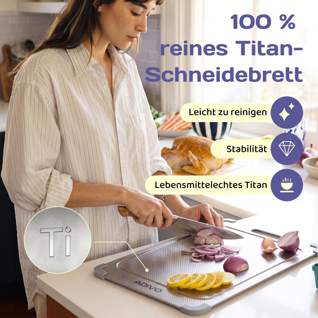 Titan-Schneidebrett aus 100 % reinem Titan – 39 x 28 cm