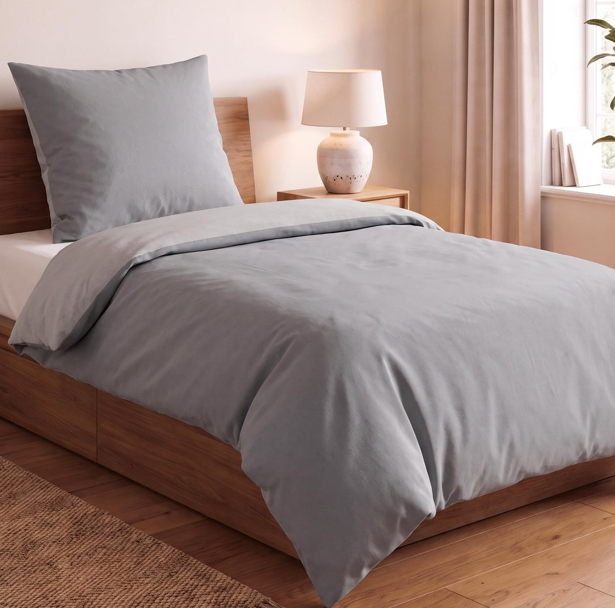 Biber-Bettwäsche 135 x 200 cm – 100 % Baumwolle, Wendedesign, 4-teilig