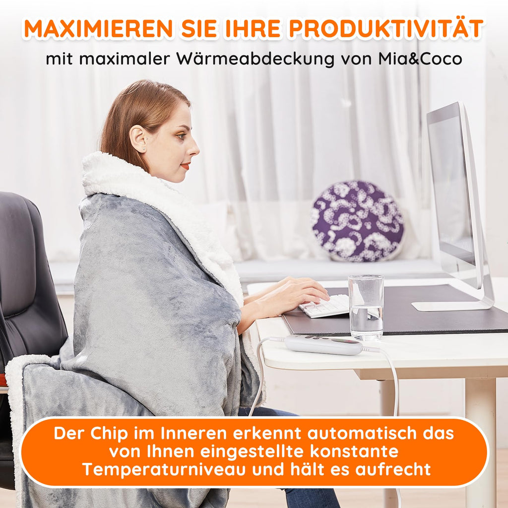 Heizdecke aus Flanell & Sherpa – 10 Stufen, Abschaltautomatik, waschbar