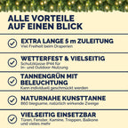 Weihnachtsgirlande mit LED-Beleuchtung – 5 oder 10 m, innen & außen