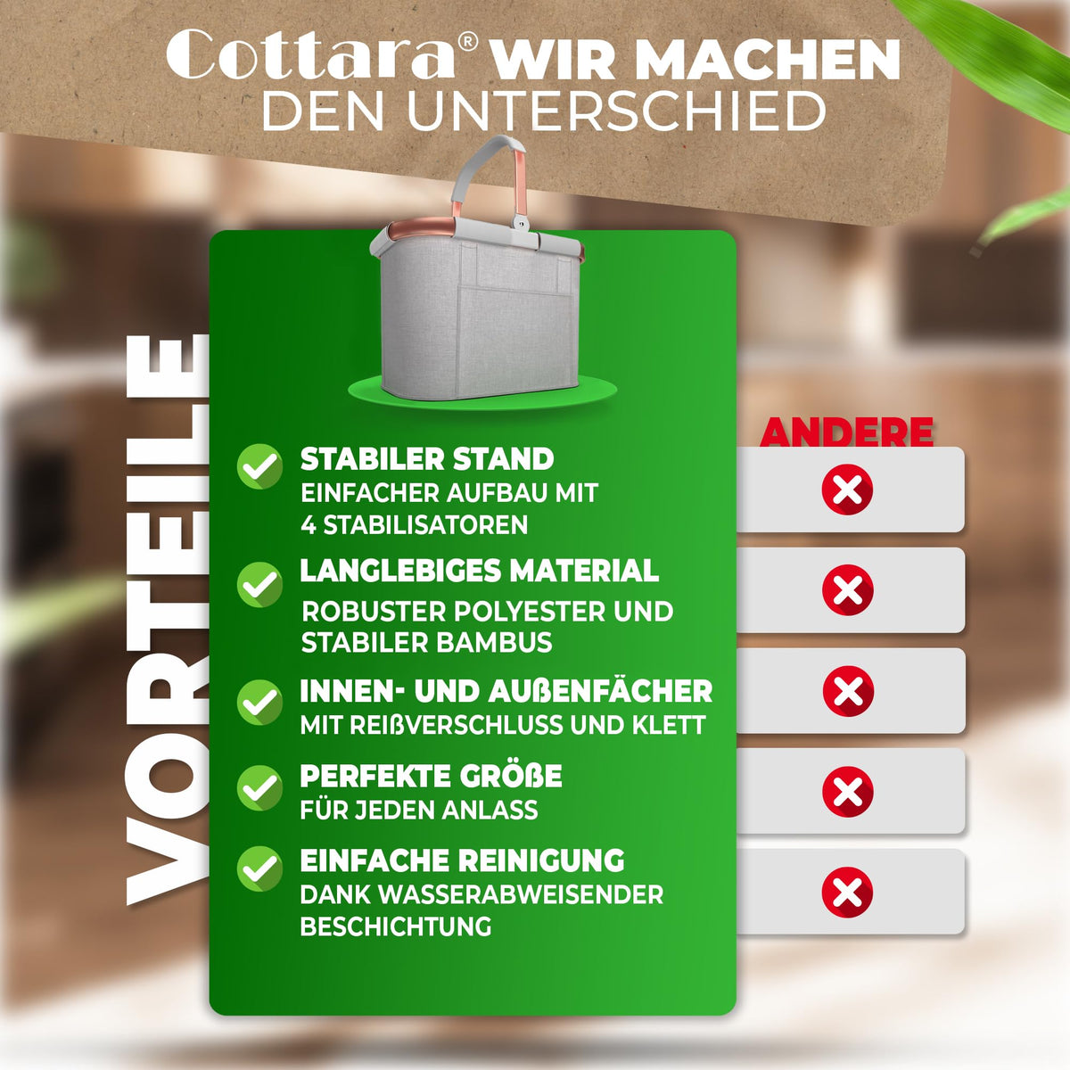 Faltbarer Einkaufskorb 25 L – stabiler Alurahmen, wasserabweisend