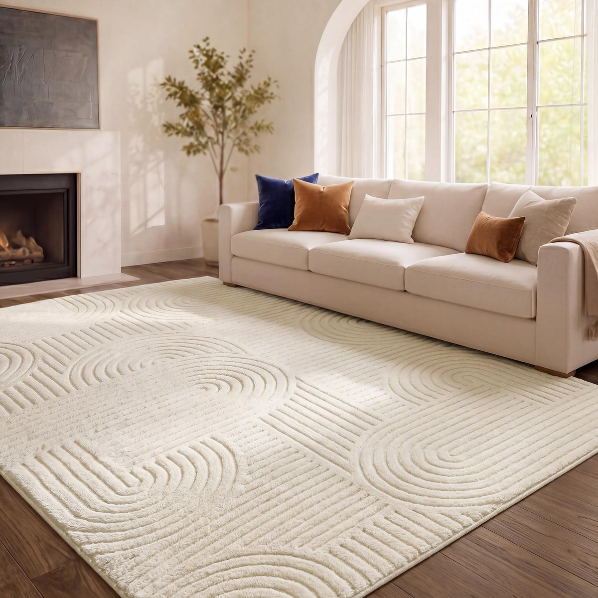 Waschbarer 3D-Teppich Hoch-Tief-Effekt – geometrisch, 290 x 200 cm