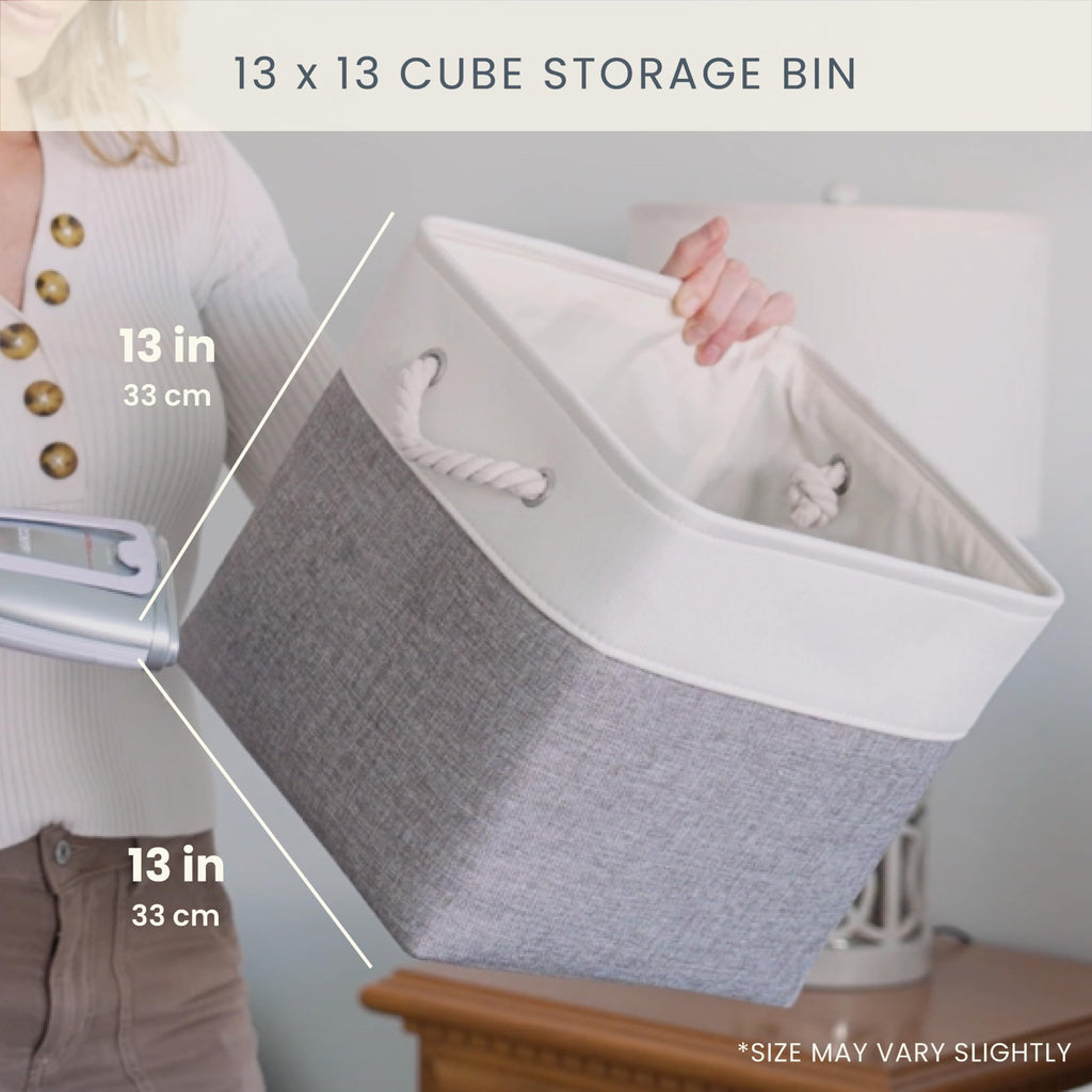 Aufbewahrungsboxen aus Stoff 33 x 33 cm – 4er-Set mit Kordelgriffen