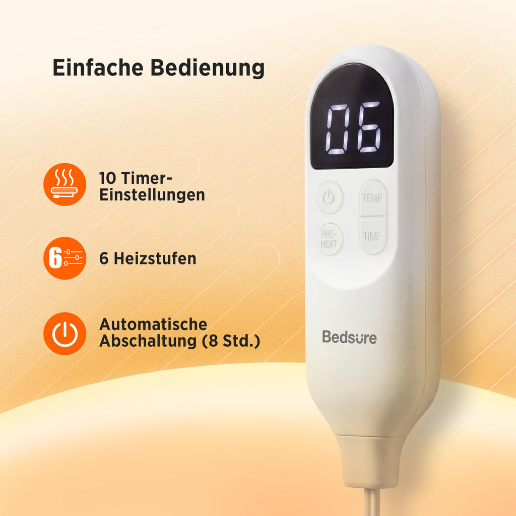 Beheizbare Kuscheldecke mit Ärmeln – 127 x 180 cm, 6 Heizstufen, Timer, Grau