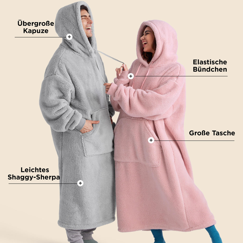 Bedsure Hoodie-Decke mit Ärmeln – Sherpa-Futter, tragbare Kuscheldecke
