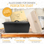 Krustenzauber Gusseisen-Brotbackform mit Deckel & Gärkorb – 28 cm