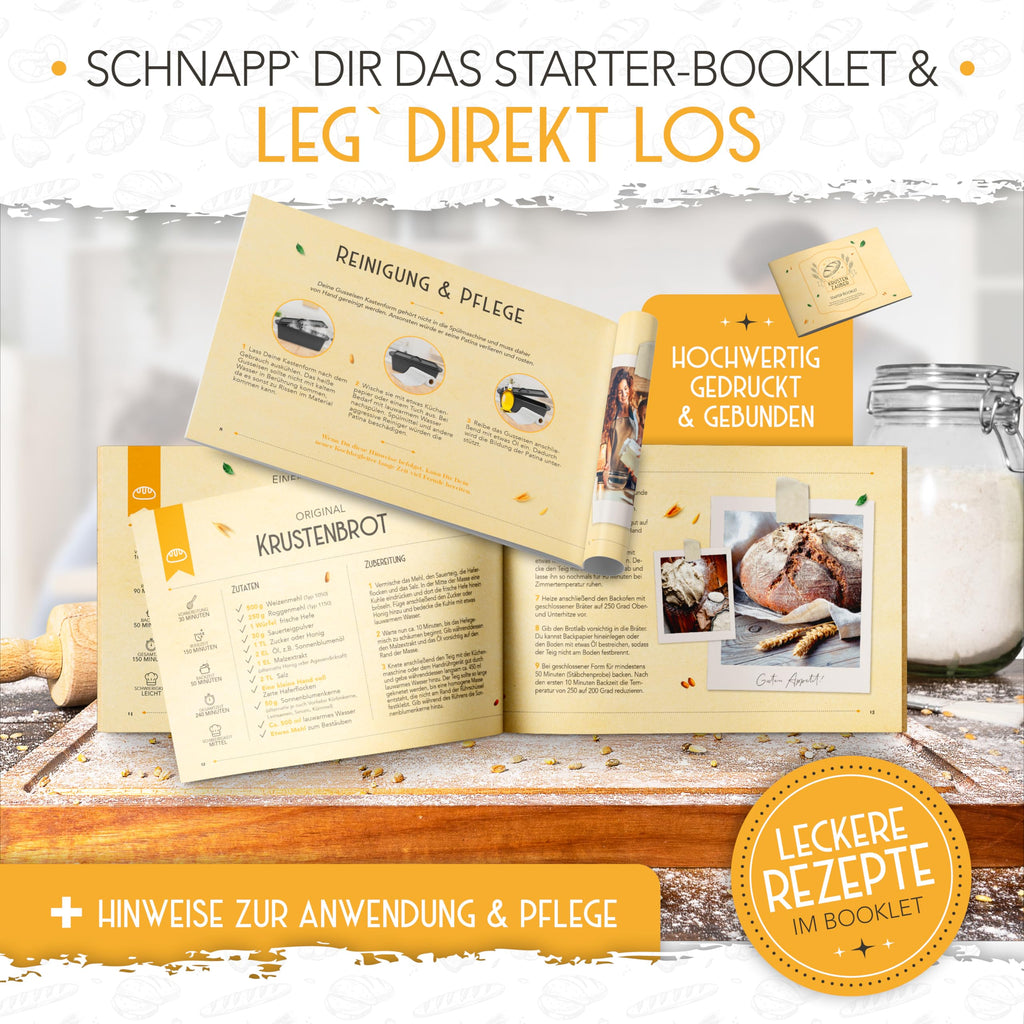 Krustenzauber Gusseisen-Brotbackform mit Deckel & Gärkorb – 28 cm