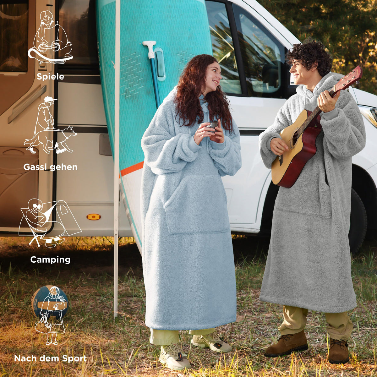 Bedsure Hoodie-Decke mit Ärmeln – Sherpa-Futter, tragbare Kuscheldecke