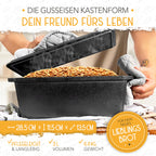 Krustenzauber Gusseisen-Brotbackform mit Deckel & Gärkorb – 28 cm