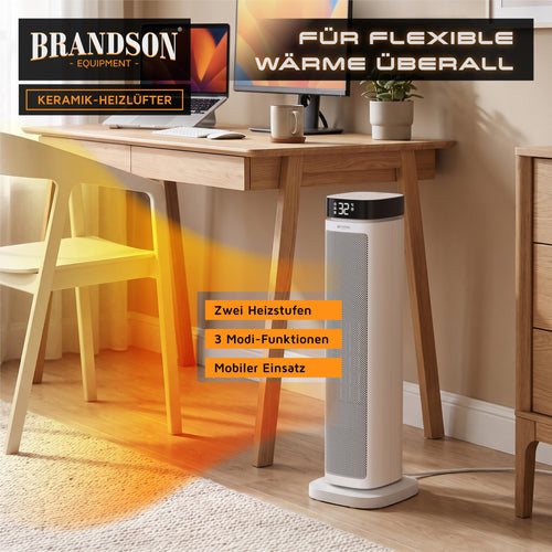 Brandson Keramik-Heizlüfter 2000 W – ECO-Modus, Oszillation, Fernbedienung