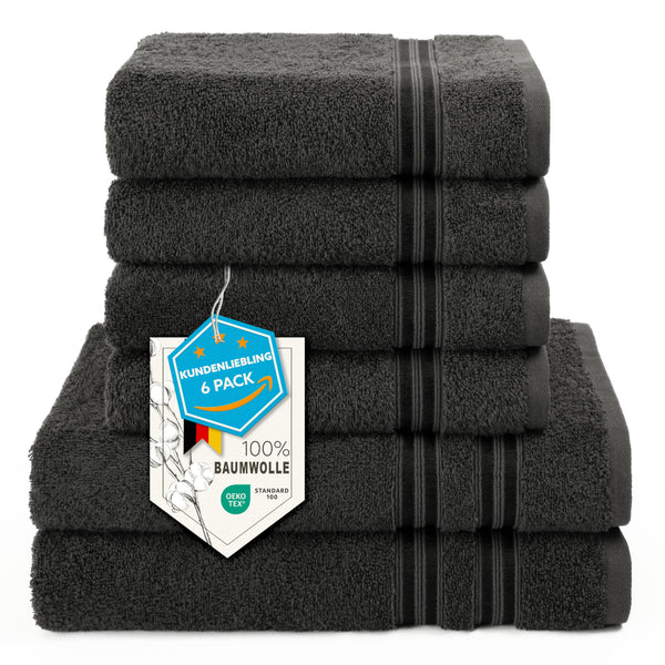 Handtuch-Set 6-teilig aus 100 % Baumwolle – Oeko-Tex