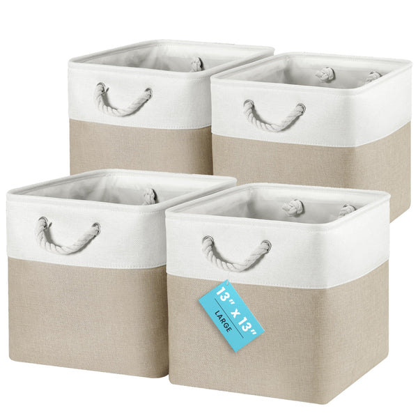 Aufbewahrungsboxen aus Stoff 33 x 33 cm – 4er-Set mit Kordelgriffen