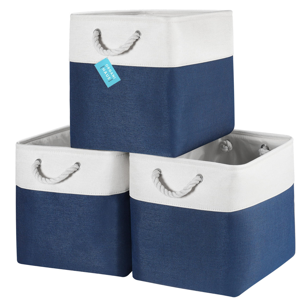 Aufbewahrungsboxen aus Stoff 33 x 33 cm – 4er-Set mit Kordelgriffen
