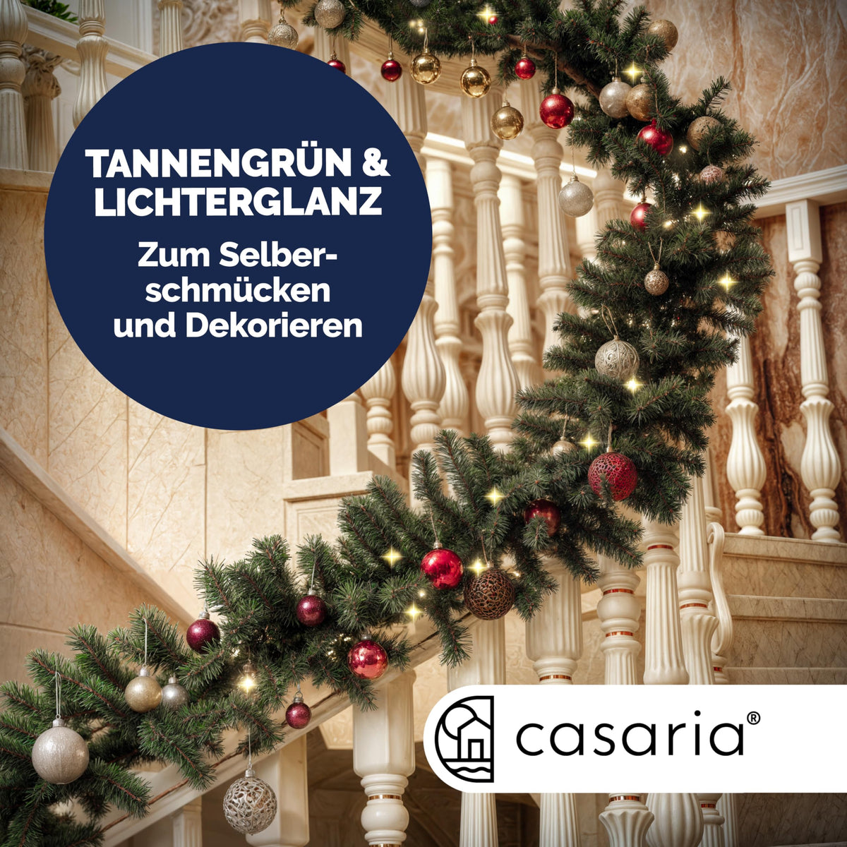 Weihnachtsgirlande mit LED-Beleuchtung – 5 oder 10 m, innen & außen