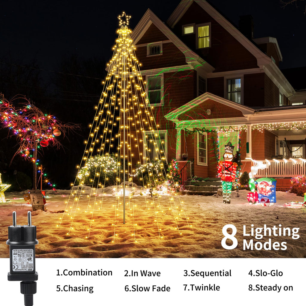 LED Lichterbaum für außen – 274 LEDs mit Stern, dimmbar