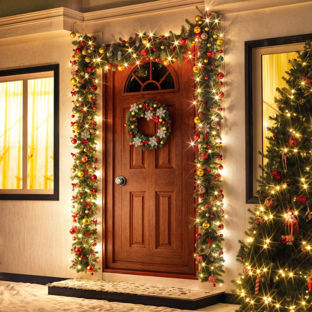 Weihnachtsgirlande mit LED-Beleuchtung – 5 oder 10 m, innen & außen