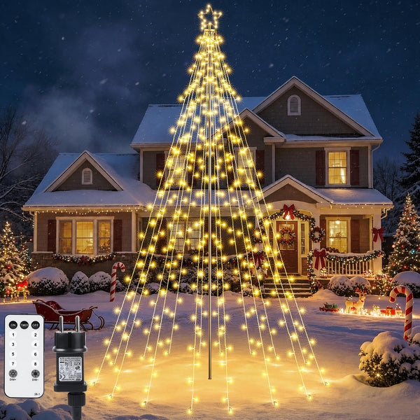 LED Lichterbaum für außen – 274 LEDs mit Stern, dimmbar