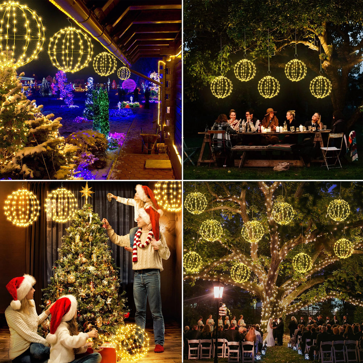 LED Lichterkugeln für Weihnachten – 2er Set, 8 Modi & Timer
