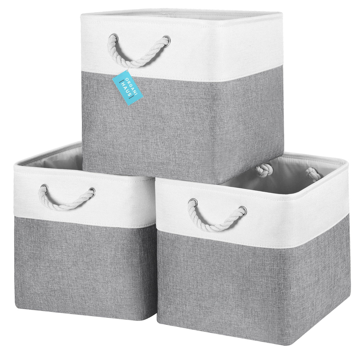 Aufbewahrungsboxen aus Stoff 33 x 33 cm – 4er-Set mit Kordelgriffen
