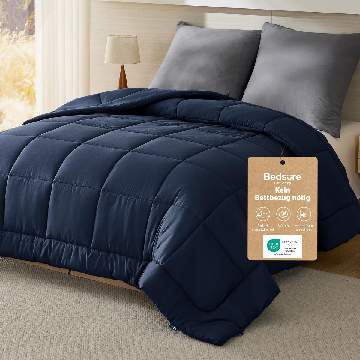 Bedsure Ganzjahres-Bettdecke ohne Bezug – mit integriertem Bezug, waschbar