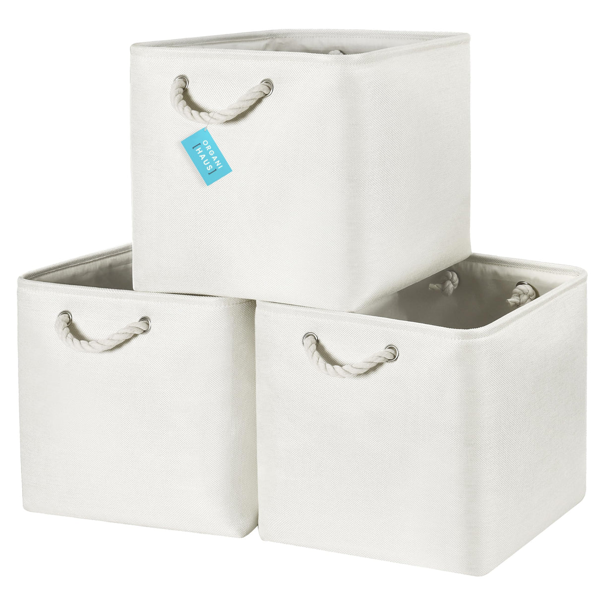 Aufbewahrungsboxen aus Stoff 33 x 33 cm – 4er-Set mit Kordelgriffen