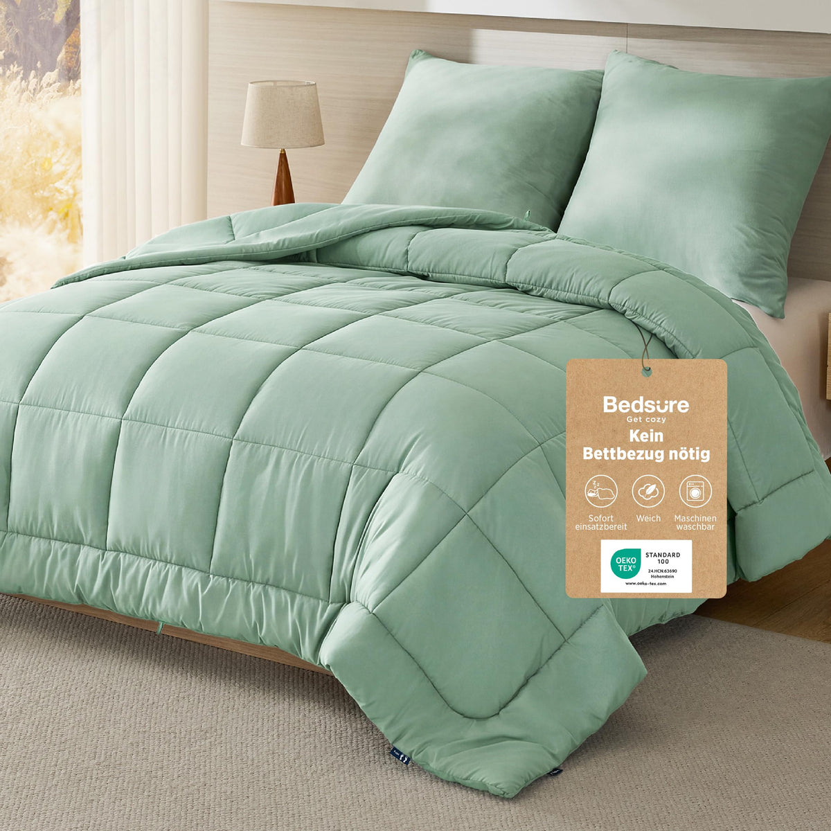 Bedsure Ganzjahres-Bettdecke ohne Bezug – mit integriertem Bezug, waschbar